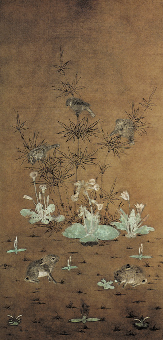 點(diǎn)擊圖片查看原圖 竹雀雙兔圖 佚名.shtml