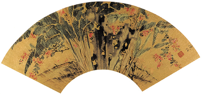 點(diǎn)擊圖片查看原圖 芭蕉紫薇扇面 陳栝.shtml