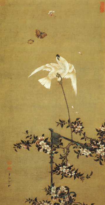 點(diǎn)擊圖片查看原圖 鸚鵡戲蝶圖 胡湄.shtml