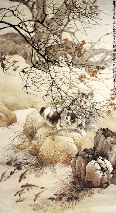 點(diǎn)擊圖片查看原圖 雙貓窺魚圖 程璋.shtml