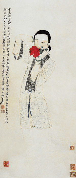 點(diǎn)擊圖片查看原圖 持花仕女 張大千.shtml