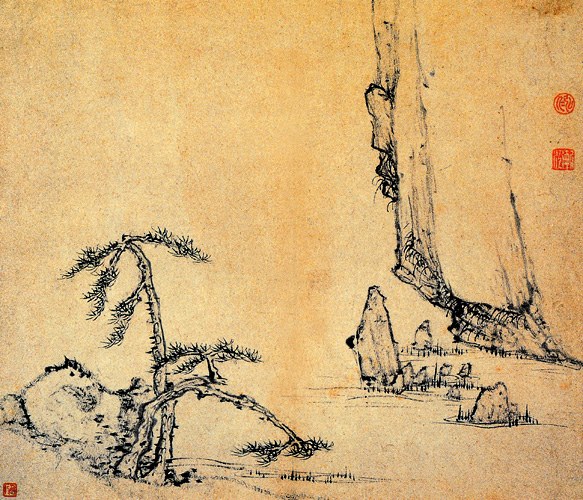 點(diǎn)擊圖片查看原圖 臨水雙松圖 弘仁.shtml